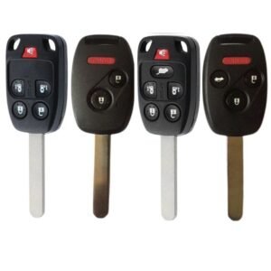 Lineup of four break resistant Honda car keys available for duplicate and spare key service in Philadelphia. After broken Honda key fob replacement